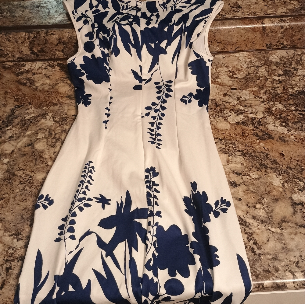 Maybe and white dress. Size 4 . Women's Navy and white dress cap sleeves. - Picture 4 of 5